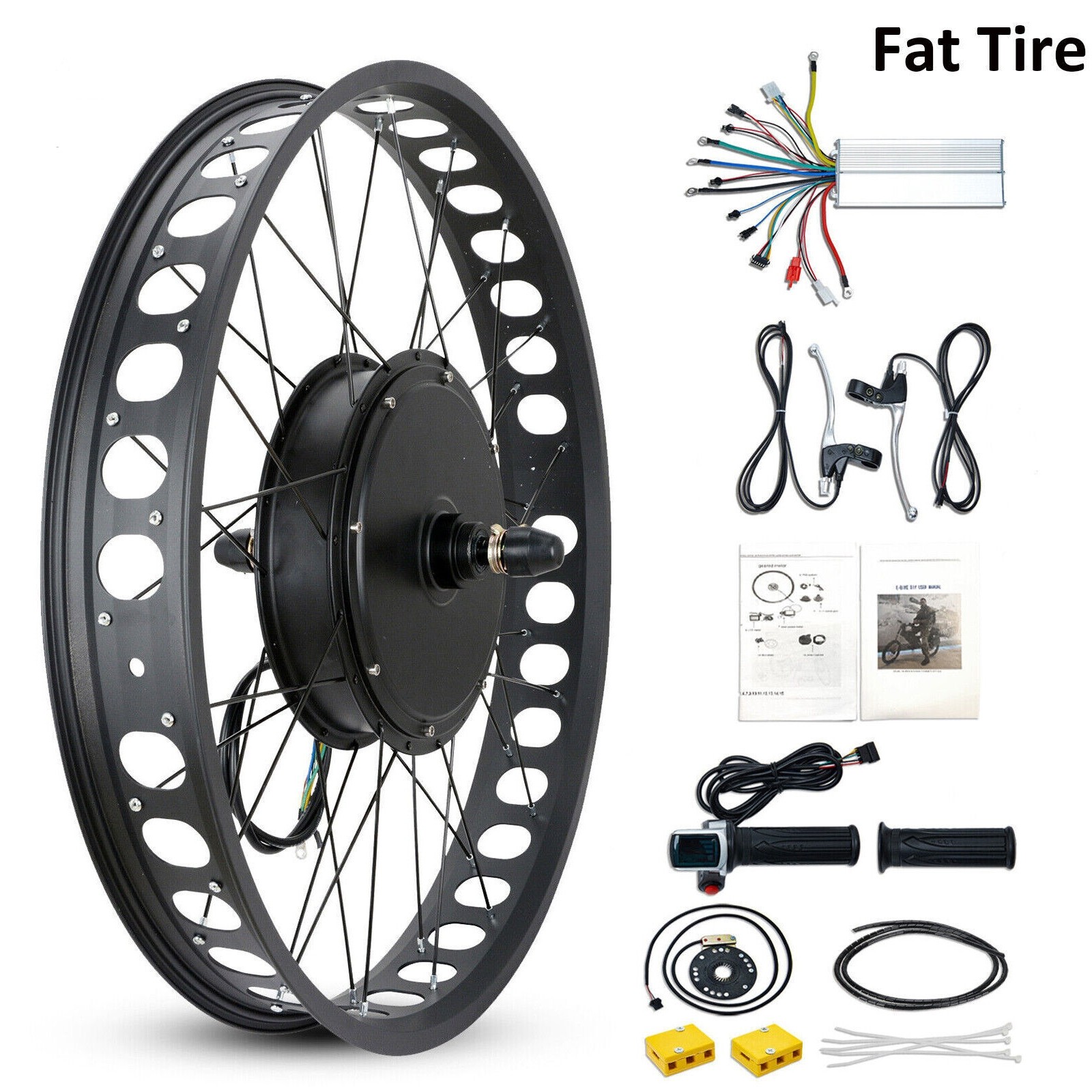 Voilamart 26" Electric Bicycle Conversion Kit Fat Tire 48V 2000W Front ...