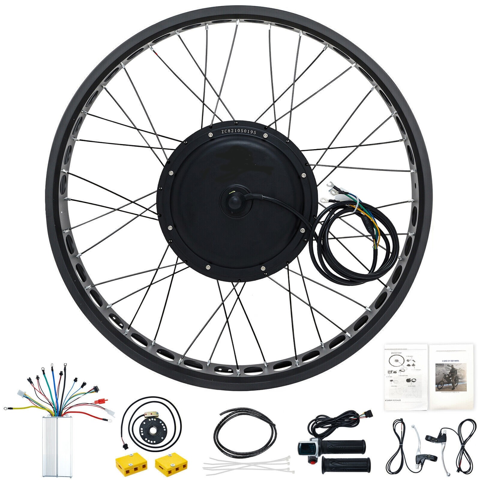 Voilamart 26" Electric Bicycle Conversion Kit Fat Tire 48V 2000W Front ...