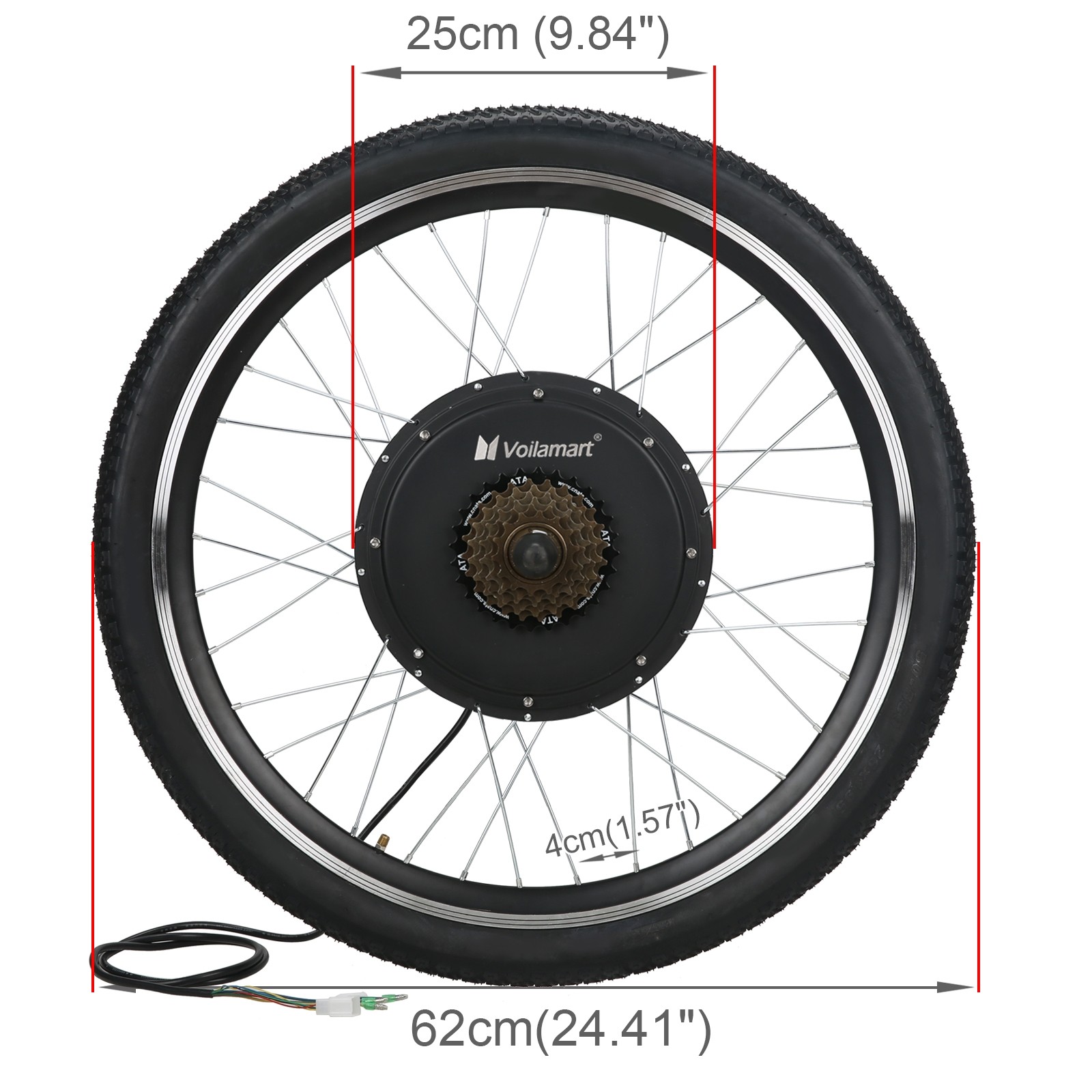 Voilamart 24'' E-Bike Electric Bike Bicycle Conversion Kit Rear Wheel ...